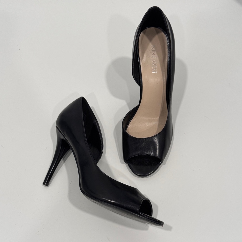 Nine West Black Peep-Toe Heels